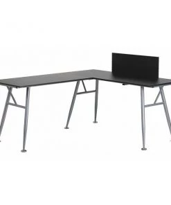 Flash Furniture L Shaped Desk, 60" D, 89-1/2" W, 39-3/4" H, Black, Laminate