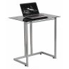 Flash Furniture Computer Desk, 18-7/8" D, 27-1/2" W, 28-3/4" H, Black Top/Silver Frame, Metal, Table Top: Glass