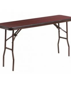 Flash Furniture Folding Training Table, 60" D, 18" W, 30" H, Mahogany, Laminate