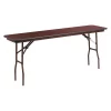 Flash Furniture Folding Training Table, 72" D, 18" W, 30" H, Mahogany, Melamine, Table Top: Laminate