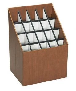 Safco 15" W Upright File, 20 Compartment, Woodgrain, Walnut, 2-3/4" Roll