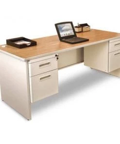 Pronto Pedestal Desk, 36" D, 72" W, 29" H, Oak, Melamine