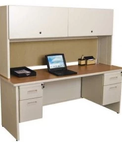 Pronto Computer Desk, 24" D, 72" W, 65" H, Oak, Melamine Laminate