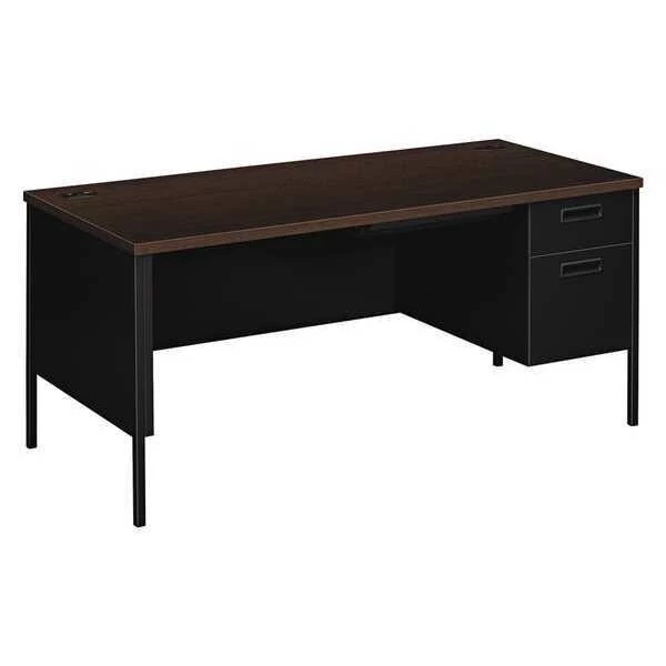 Hon Pedestal Desk, 30" D, 66" W, 29-1/2" H, Mocha, Laminate