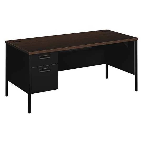 Hon Pedestal Desk, 30" D, 66" W, 29-1/2" H, Mocha, Laminate