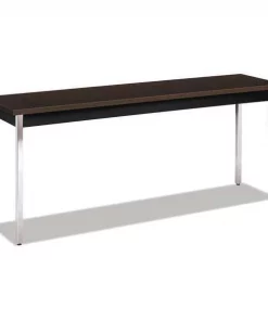 Hon Rectangle Utility Table, 72" X 18" X 29", Mocha/Black Top, High-Pressure Laminate