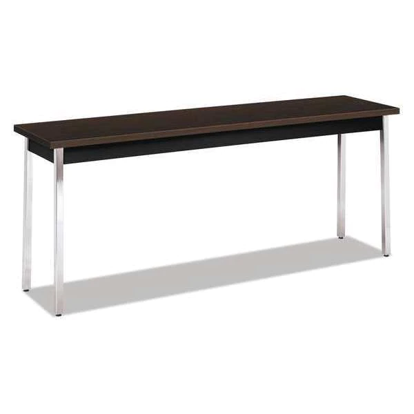Hon Rectangle Utility Table, 72" X 18" X 29", Mocha/Black Top, High-Pressure Laminate