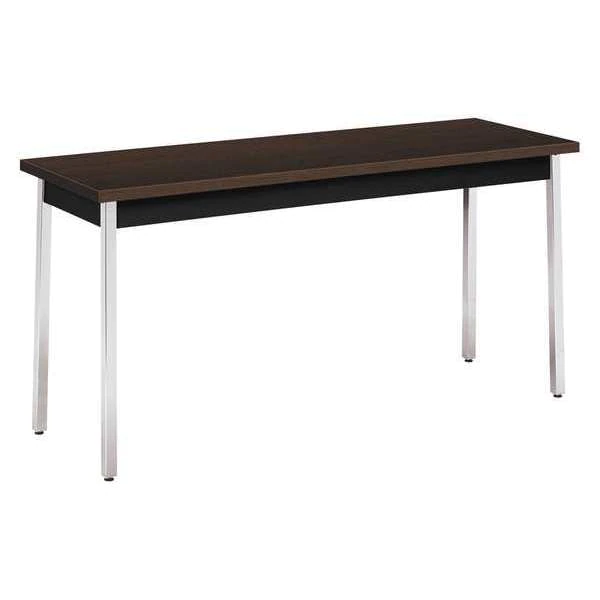 Hon Rectangle Utility Table, 60" X 20" X 29", Mocha/Black Top, High-Pressure Laminate