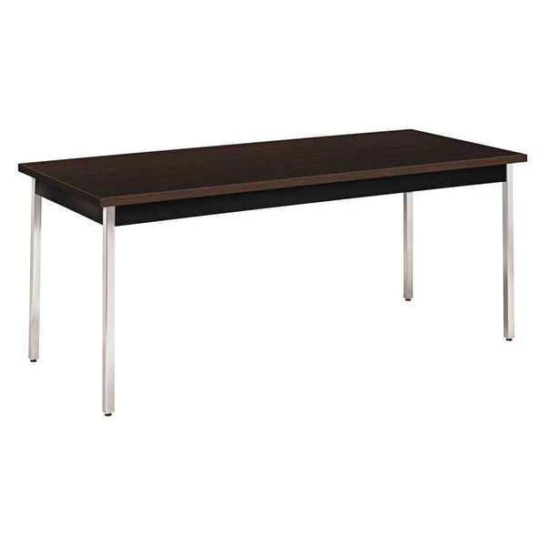 Hon Rectangle Utility Table, 72" X 30" X 29", Mocha/Black Top, High-Pressure Laminate