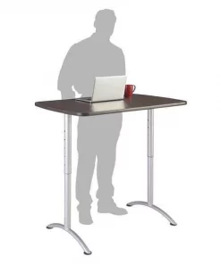 Iceberg Rectangle Sit-to-Stand Table, 30" X 48" X 36" to 48", Gray Walnut Top, Melamine Laminate