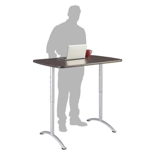 Iceberg Rectangle Sit-to-Stand Table, 30" X 48" X 36" to 48", Gray Walnut Top, Melamine Laminate