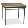 Barricks. Square Folding Table, 36" X 36" X 30", Walnut/Black Top, Laminate