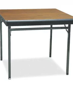 Barricks. Square Folding Table, 36" X 36" X 30", Walnut/Black Top, Laminate
