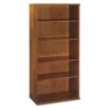Bush Bookcase, Open Double, Ntrl Cherry, 5Shelf