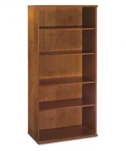 Bush Bookcase, Open Double, Ntrl Cherry, 5Shelf