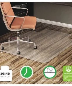 Deflecto Chair Mat 36"x48", Traditional Lip Shape, Clear, for Hard Floor