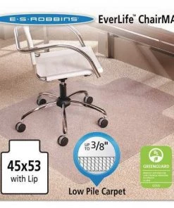Es Robbins Chair Mat 45"x53", Traditional Lip Shape, Clear, for Carpet