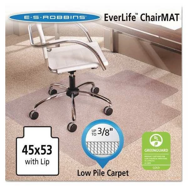 Es Robbins Chair Mat 45"x53", Traditional Lip Shape, Clear, for Carpet