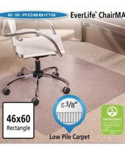Es Robbins Chair Mat 46"x60", Rectangular Shape, Clear, for Carpet