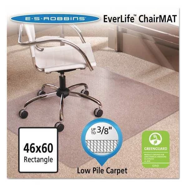 Es Robbins Chair Mat 46"x60", Rectangular Shape, Clear, for Carpet