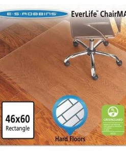 Es Robbins Chair Mat 46"x60", Rectangular Shape, Clear, for Hard Floor