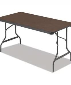 Iceberg Rectangle Folding Table, 60" W, 30" L, 29" H, Walnut Top, Melamine