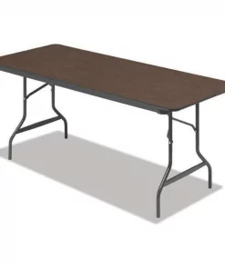 Iceberg Rectangle Folding Table, 72" W, 30" L, 29" H, Walnut Top, Melamine
