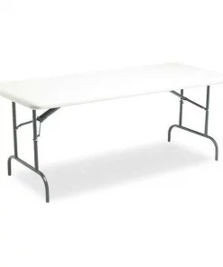Iceberg Rectangle Folding Table, 72" W, 30" L, 29" H, Platinum Top, Blow-Molded High-Density Polyethylene