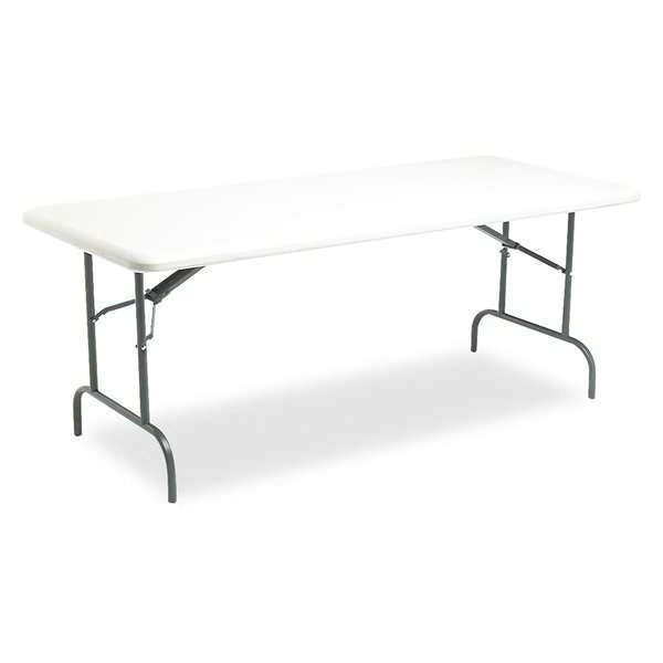 Iceberg Rectangle Folding Table, 72" W, 30" L, 29" H, Platinum Top, Blow-Molded High-Density Polyethylene
