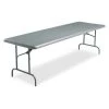 Iceberg Rectangle Folding Table, 96" W, 30" L, 29" H, Charcoal Top, Blow-Molded High-Density Polyethylene