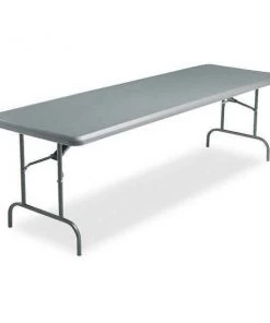 Iceberg Rectangle Folding Table, 96" W, 30" L, 29" H, Charcoal Top, Blow-Molded High-Density Polyethylene