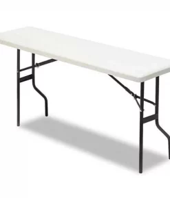 Iceberg Rectangle Folding Table, 60" W, 18" L, 29" H, Platinum Top, Blow-Molded High-Density Polyethylene