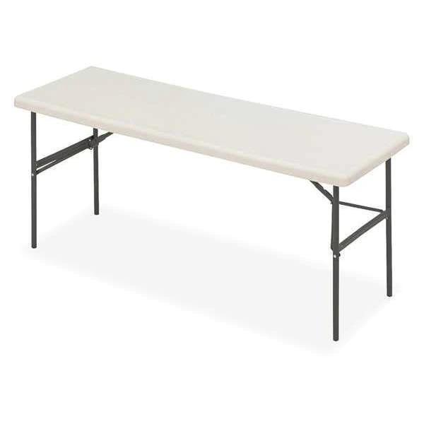 Iceberg Rectangle Folding Table, 72" W, 24" L, 29" H, Platinum Top, Blow-Molded High-Density Polyethylene
