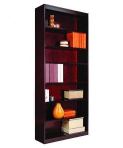 Alera Corner Bookcase, 7 Shelf, 84", Mahogany