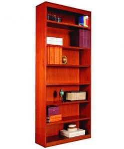 Alera Corner Wood Bookcase, 7 Shelf, 84", Cherry