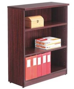 Alera Valencia Bookcase, 3 Shelf, Mahogany