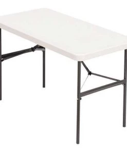 Alera Rectangle Folding Table, 48" W, 24" L, 29" H, Platinum Top, Blow-Molded High-Density Polyethylene