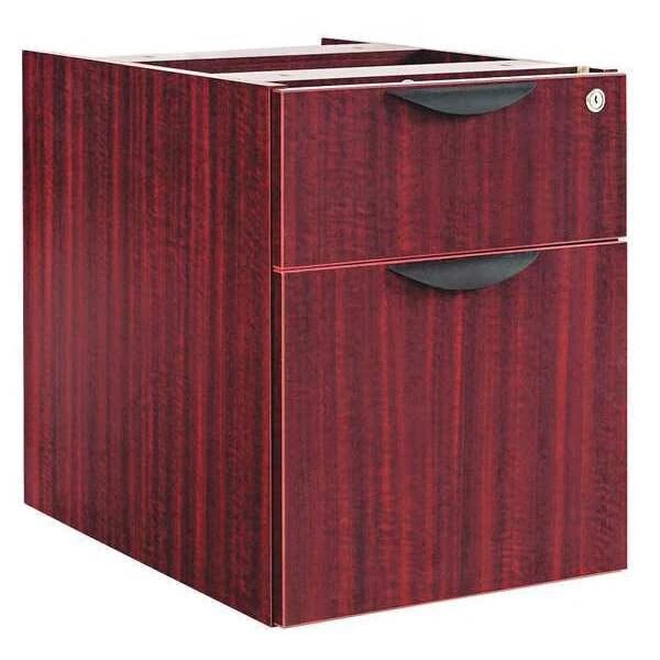 Alera 15-5/8" W 2 Drawer Valencia Pedestal, 3/4 Box/File, Mahogany, Mahogany