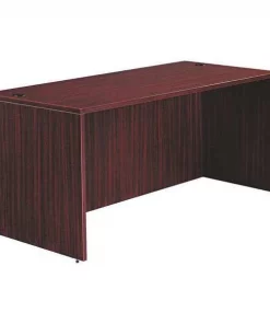 Alera Straight Front Desk, 29-1/2" D, 65" W, 29-1/2" H, Mahogany, Woodgrain Laminate