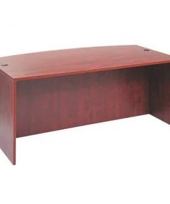 Alera Bow Front Desk, 41-3/8" D, 71" W, 29-1/2" H, Medium Cherry, Woodgrain Laminate