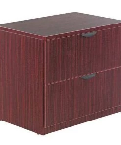 Alera 34" W 2 Drawer Valencia Lateral File Cabinet, Mahogany, Mahogany