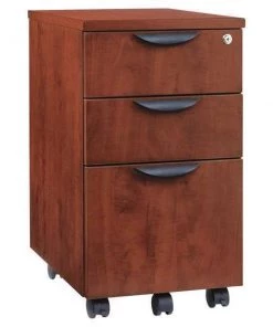 Alera 15-7/8" W 3 Drawer Valencia Mobile File Cabinet, Cherry, Medium Cherry