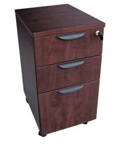Alera 15-7/8" W 3 Drawer Valencia Mobile File Cabinet, Mahogany, Mahogany