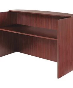 Alera Reception Desk, 35-1/2" D, 71" W, 42-1/2" H, Mahogany, Woodgrain Laminate