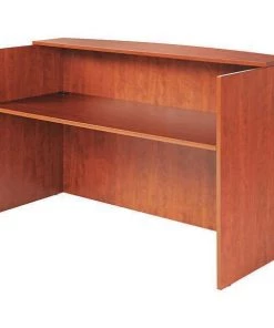 Alera Reception Desk, 35-1/2" D, 71" W, 42-1/2" H, Medium Cherry, Woodgrain Laminate