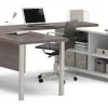 Bestar U Shaped Desk, 89" D, 71.1" W, 29.9" H, Bark Gray, Melamine