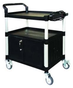 Zoro Select Cart with Cabinet, 37-3/16 in. H, Black