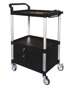 Zoro Select Cart with Cabinet, 47-1/4 in. H, Black