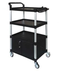 Zoro Select Cart with Cabinet, 52-3/4 in. H, Black