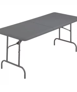 Iceberg Rectangle IndestrucTableÂ® Classic Folding Table, Charcoal - 30" x 96" BiFold, 30" W, 96" L, 29" H